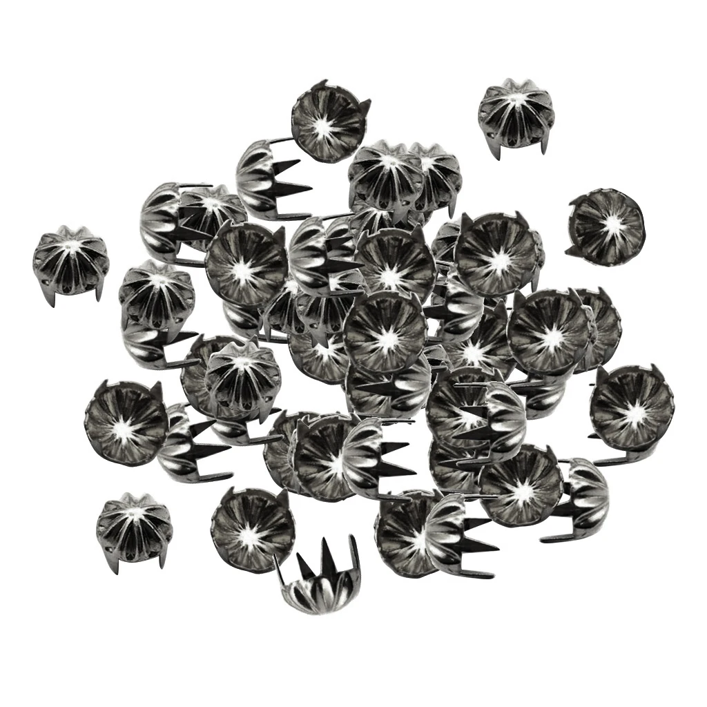 50pcs Metal Pumpkin Studs Claw Rivet Leathercraft Punk for Bags Jeans Belt Decoration