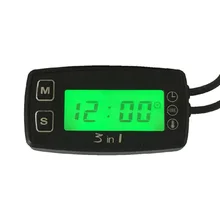 3 in 1 TEMP METER thermometer voltmeter clock temperature SENSOR voltage meter for pit bike motorcycle snowmobile atv boat oil ts002 pt100 20 300 2 group temp sensor temp meter temperature thermometer for motorcycle tractor atv boat pit bike water oil