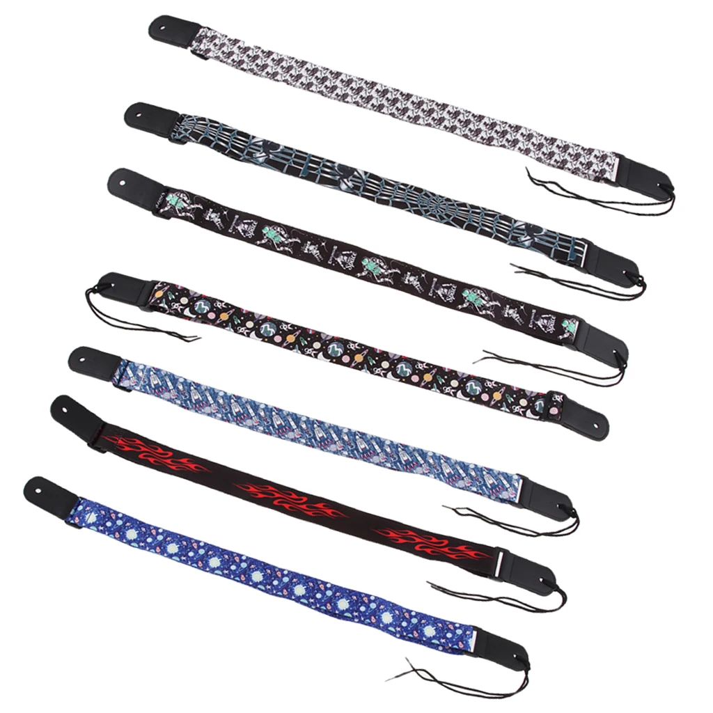 Tooyful Durable Cool Printing Pattern T/C Ukulele Shoulder Strap 4 String Guitar Belt Musical Instrument Accessory