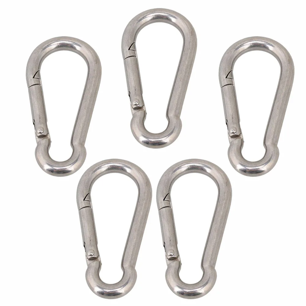 Multifunctional 304 Stainless Steel Spring Loaded Gate Snap Carabiner Quick Link Lock Ring Hook M10 100mm 5pcs Multifunctional 304 Stainless Steel Spring Loaded Gate Snap Carabiner Quick Link Lock Ring Hook M10 100mm 5pcs