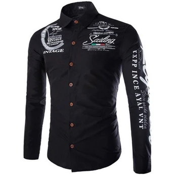 

ZOGAA New Brand Men's Letter Printing Shirt Men Slim Fit Leisure Shirts For Man Smart Casual Men Clothes 2018