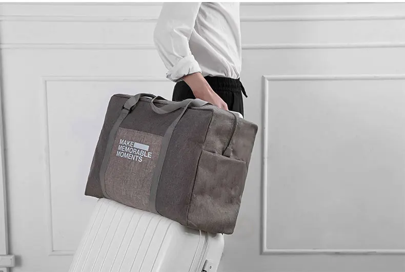 Портативный складной для мужчин Путешествия Carry On сумка большой ёмкость мода двойная молния сплошной цвет дорожные сумки