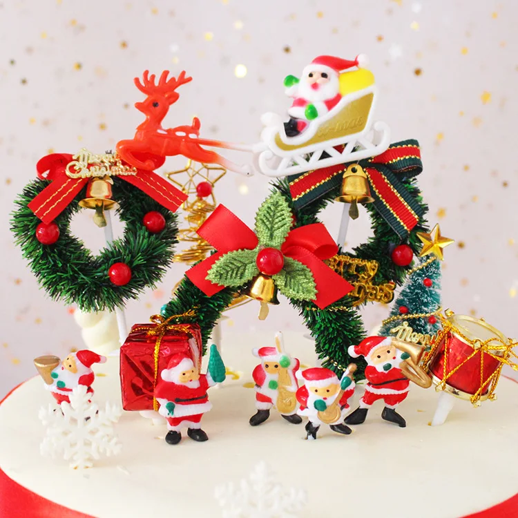Топпер на Рождественский торт Санта Клаус гирлянда кекс Топпер рождественские вечерние украшения для дома аксессуары украшения торта 32 стиля
