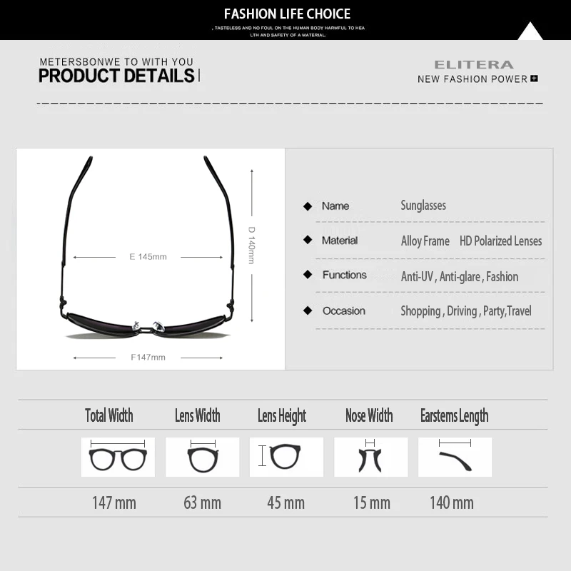 ELITERA/высококачественные брендовые дизайнерские крутые поляризованные мужские солнцезащитные очки, защитные аксессуары, солнцезащитные очки для мужчин с коробкой