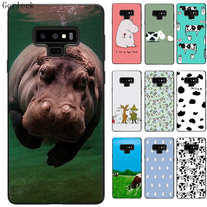 Черный чехол ТПУ Aninal Hippo корова Обложка для Samsung Galaxy A3 A5 A6 2016 2017 Plus 2018 телефона |