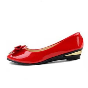 

Sweet bow shoes pointed toe soft surface women's shoes comfortable plus size women's four seasons shoes