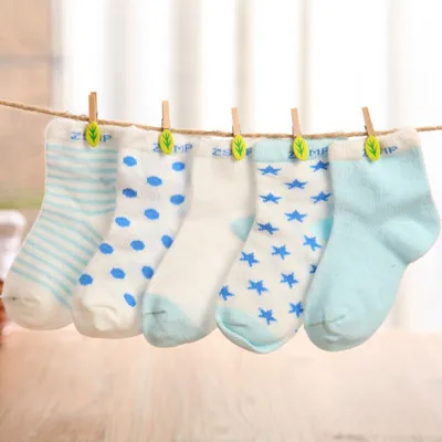 5 пар носков; хлопковые носки для новорожденных девочек и мальчиков - Цвет: Blue