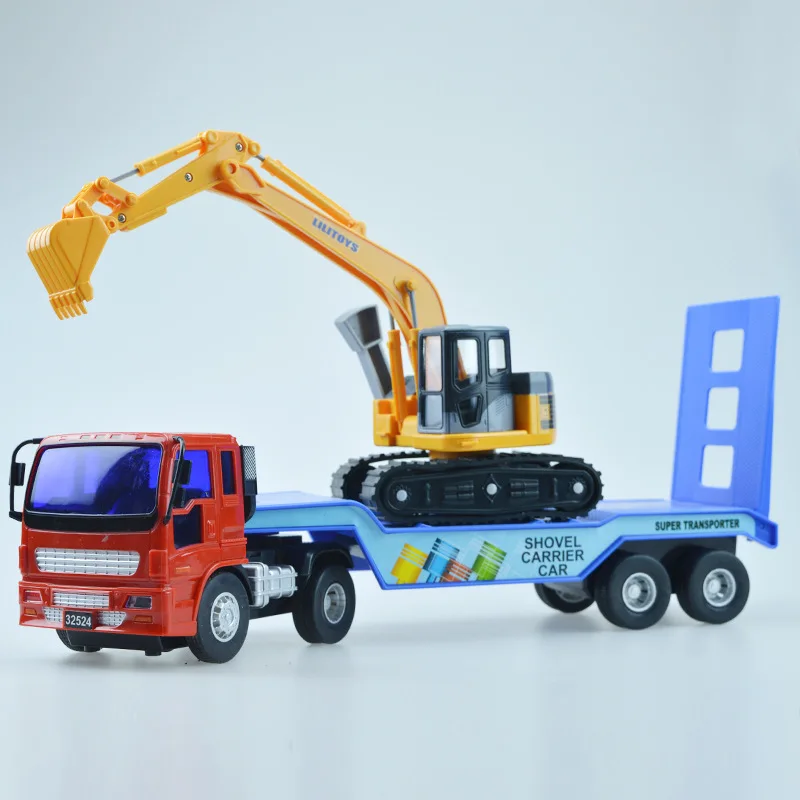 Simulation trailer excavator cars Model Combination series Alloy Plastic Transport Inertial engineering vehicles Toys | Игрушки и хобби