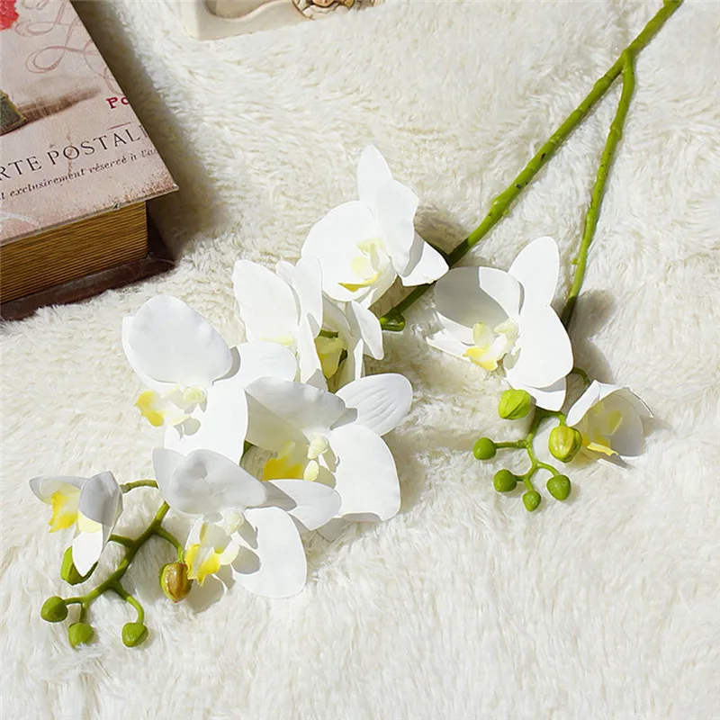 2 вилки 3D искусственная Орхидея, Бабочка, цветок, имитация зеленого растения, шелк, настоящее прикосновение, букет цветов для украшения дома, свадьбы - Цвет: As Shown