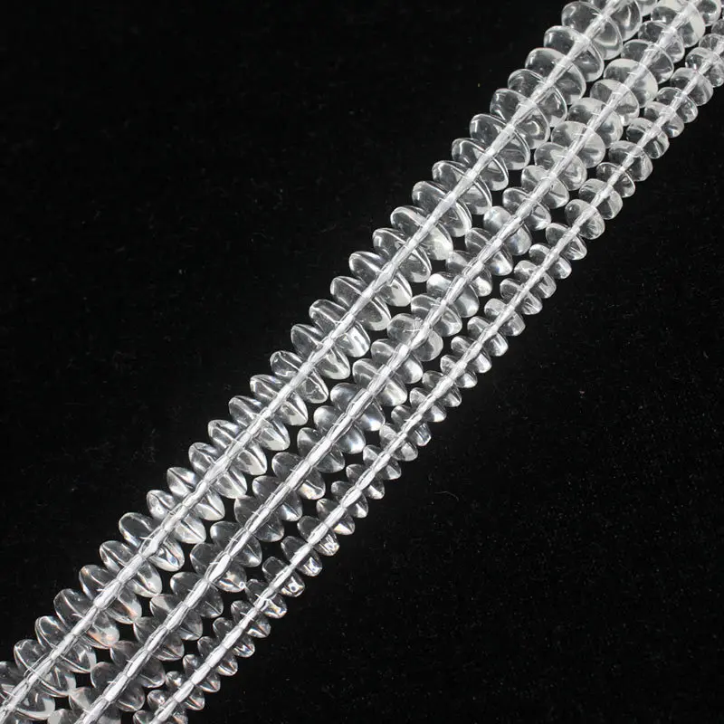 

Mini.order is $7! 3x7,4x8,4x10mm Rock Crystal White Clear Quartz Rondelle Saucer Loose Beads 15"