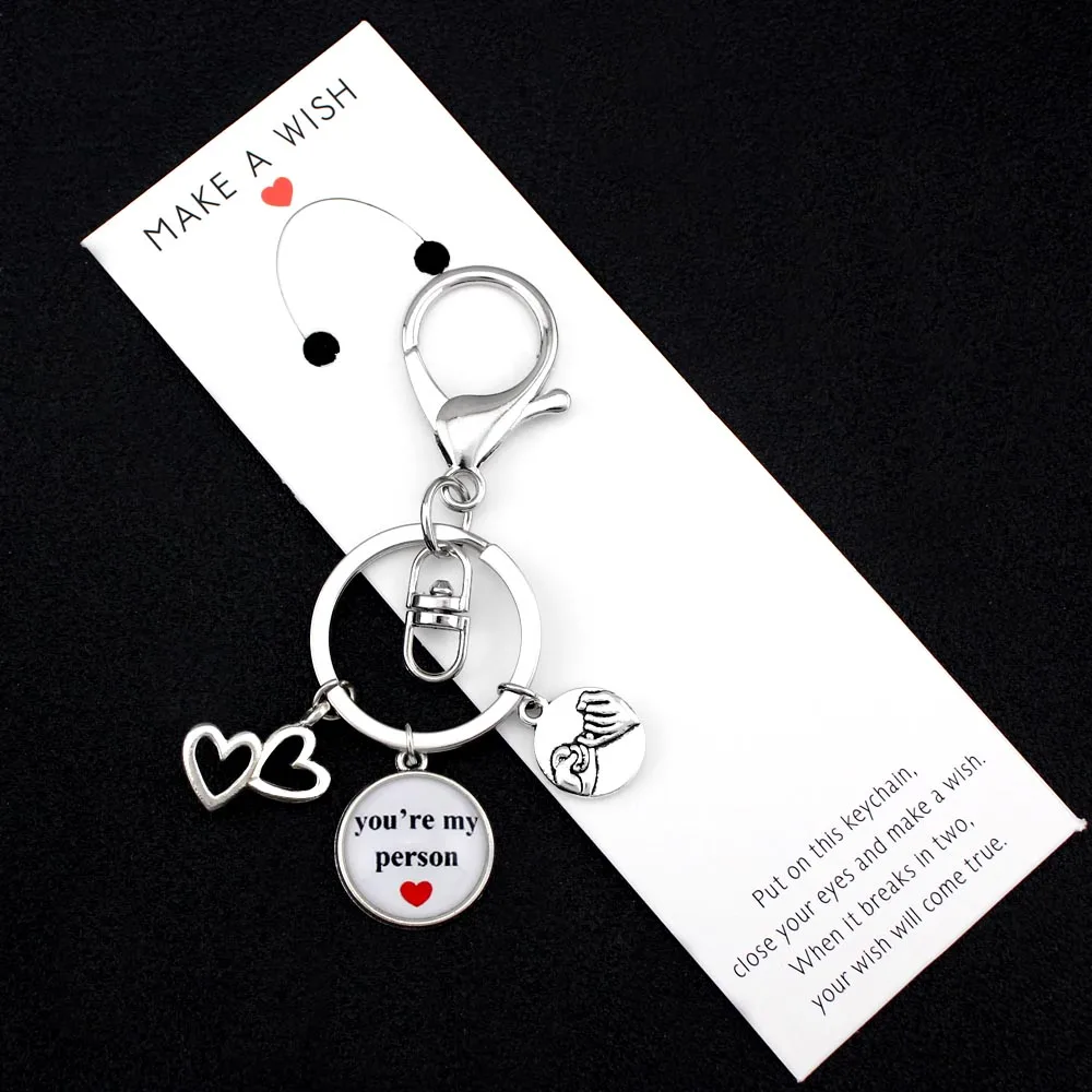 

You are My Person Heart Love Keychains Hand in Hand Pinky Swear Promise Key Chain Lobster Clasp Key Ring Women Men Jewelry Gift