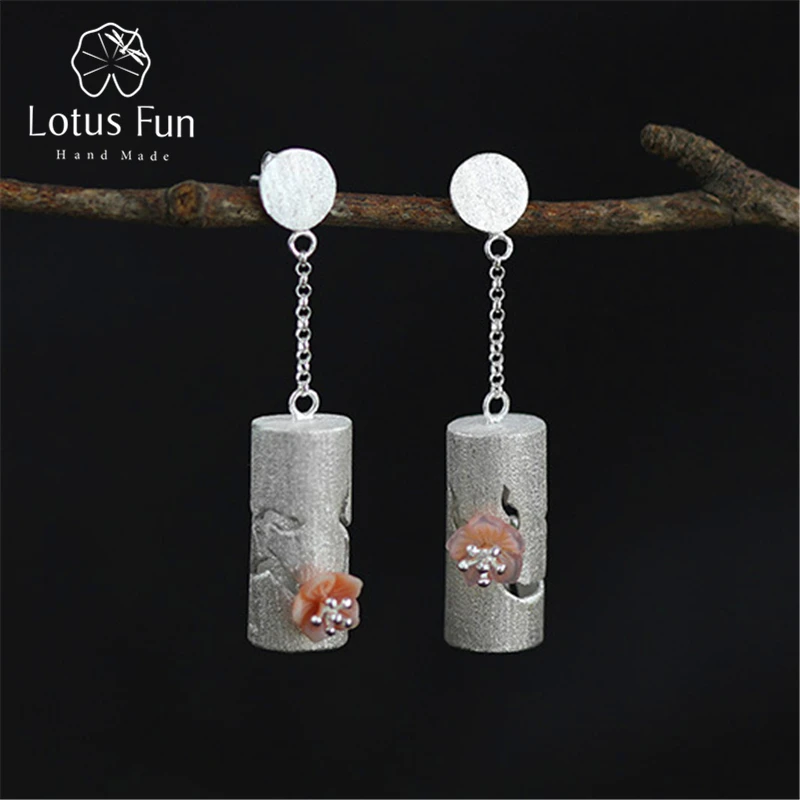 

Lotus Fun Real 925 Sterling Silver Natural Original Handmade Fine Jewelry Unique Begonia Flowers Drop Earrings for Women Brincos