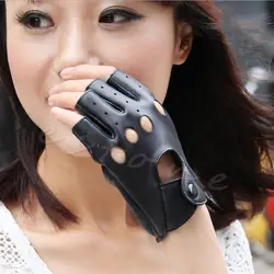 Новый 2017 прибытие Для женщин половины палец водительские Прихватки для мангала искусственная кожа пальцев Guantes варежки