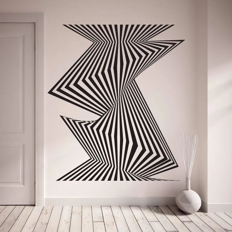 

Visual Optical Stripes, Vinyl Wall Decals, Home Art Deco Wall Door Ornaments SJ15