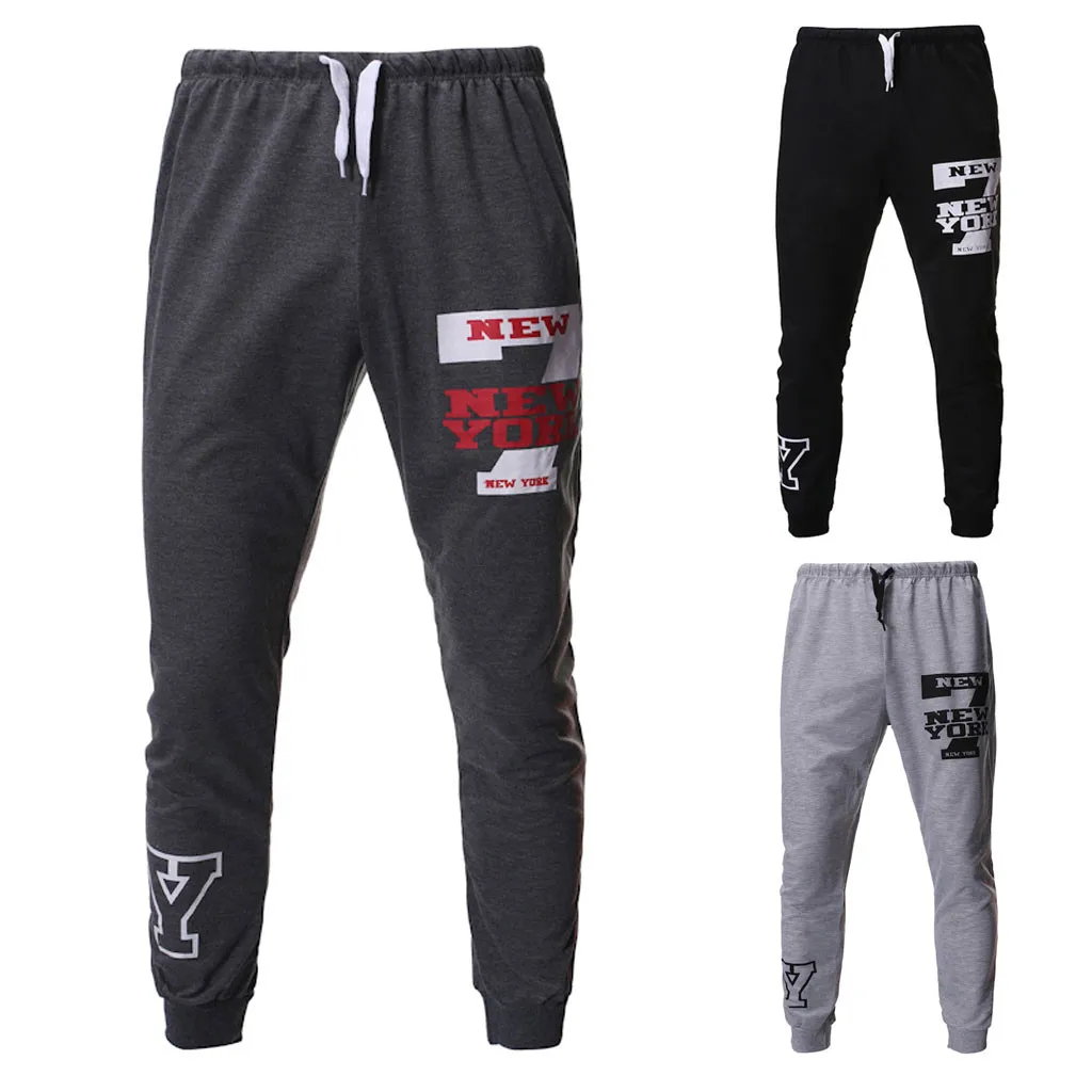 

men pants jogger pants Men Letter Printed Overalls Casual Pocket Sport Work Casual Trouser Pants pantalon homme