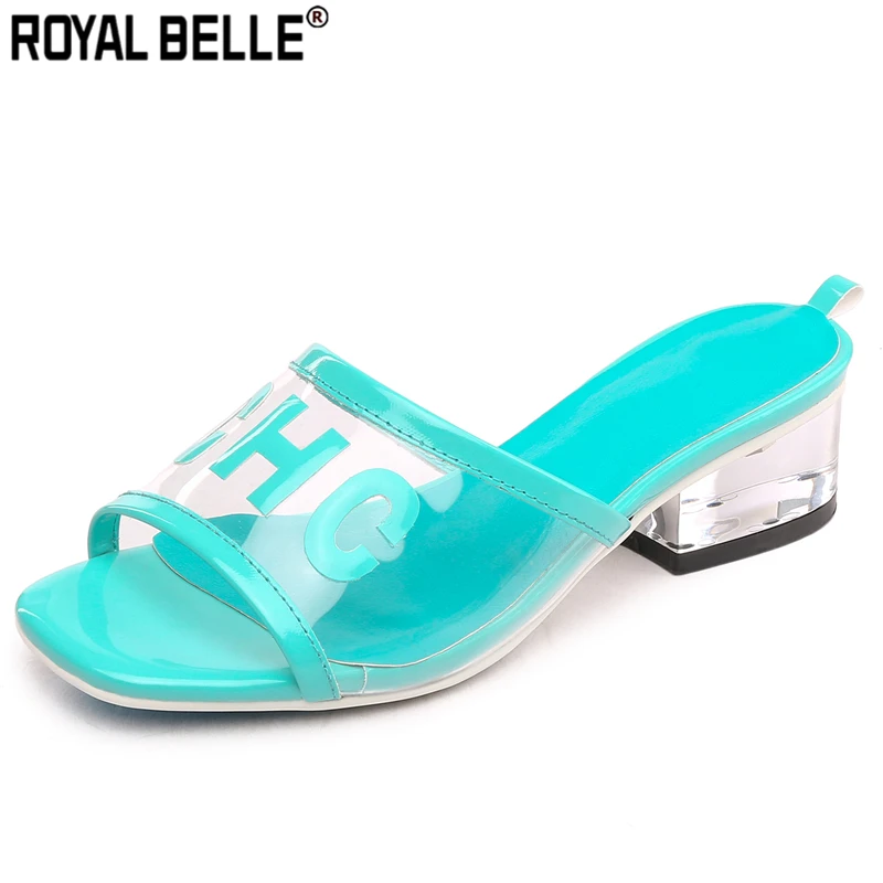 

Royal Belle Brand Summer Ladies Shoes Women Sandals Transparent High Heels Sexy Open Toe Clear Dress Shoes Ladies Beach Slippers