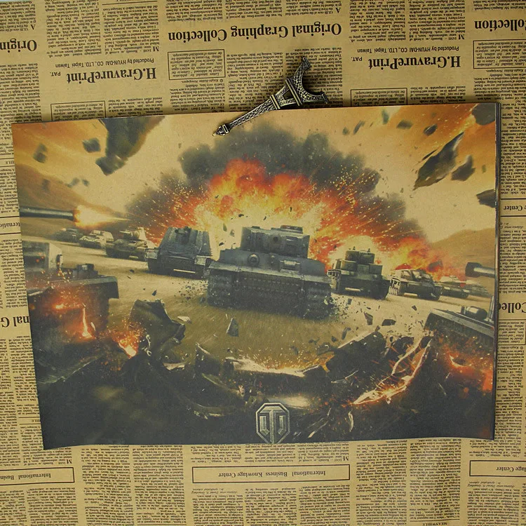 

World of Tanks WOT A gather The Second World War Tank Home Furnishing decoration Kraft Game Poster Drawing core Wall stickers