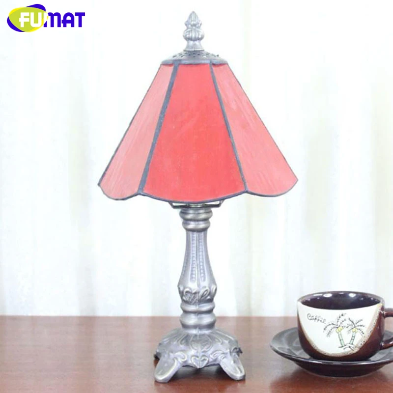 FUMAT Tiffany Stained Glass Desk Lamps Girls Gift Grape Rose Dragonfly Pearl Morning Glory Pattern Table Night Lights  8.