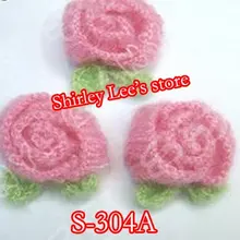 Новинка! 200X(4,5 см) Супер милое Ручной Работы Розовое вязаное изделие в виде розы украшения, крючком цветок- по EMS