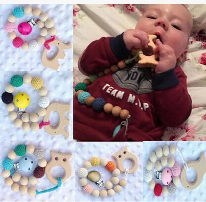 

Baby Wooden Teether Crochet Beads Gift Toy
