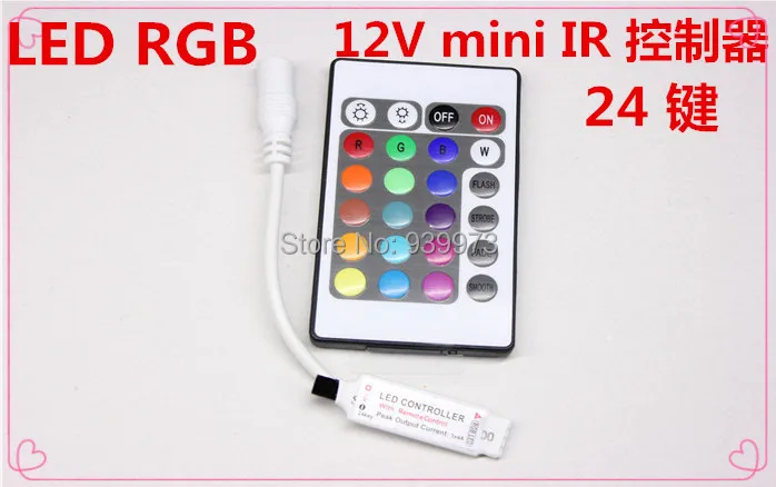 

12V 24 Key Wireless led IR Remote Controller For 3528 5050 RGB LED Strip Light free shipping