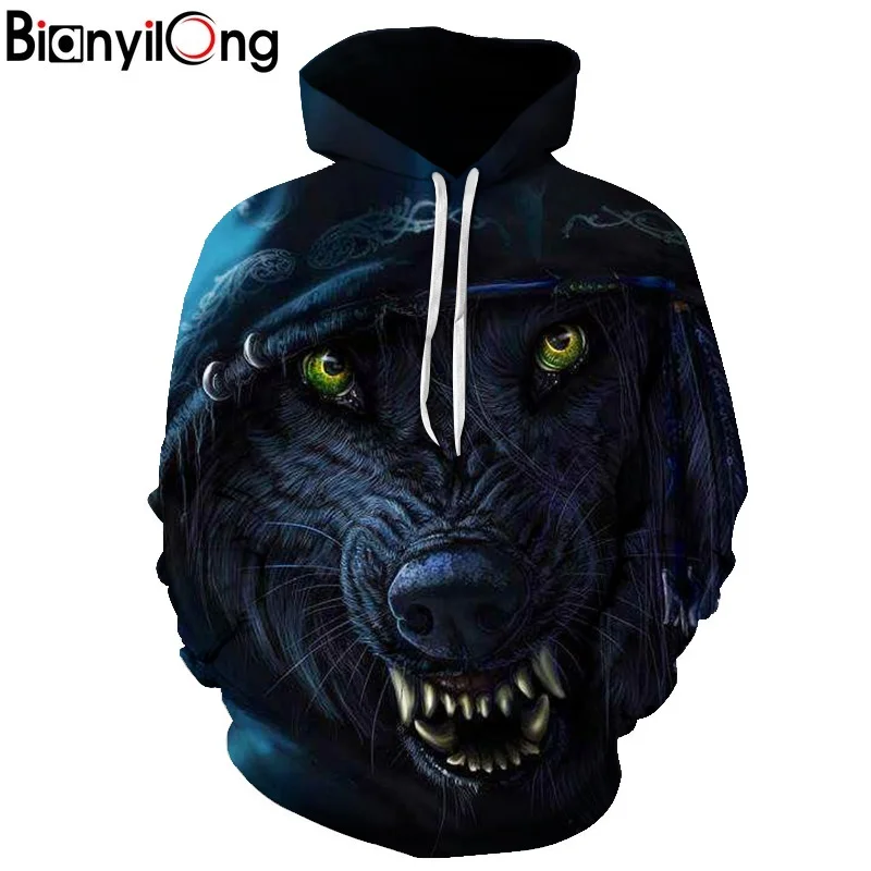 Wolf Fierce green eyes Sweatshirt For Men Women Hoodies 3D Printed Cool Hooded Streetwear Tracksuits Autumn Winter Drop Ship