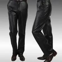 28-46 хит весенние мужские новые модные повседневные утепленные кашемировые теплые ветрозащитные штаны из искусственной кожи большого размера