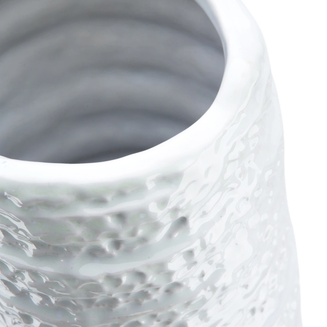 Excellent Small White Ribbed Ceramic Vase (1)