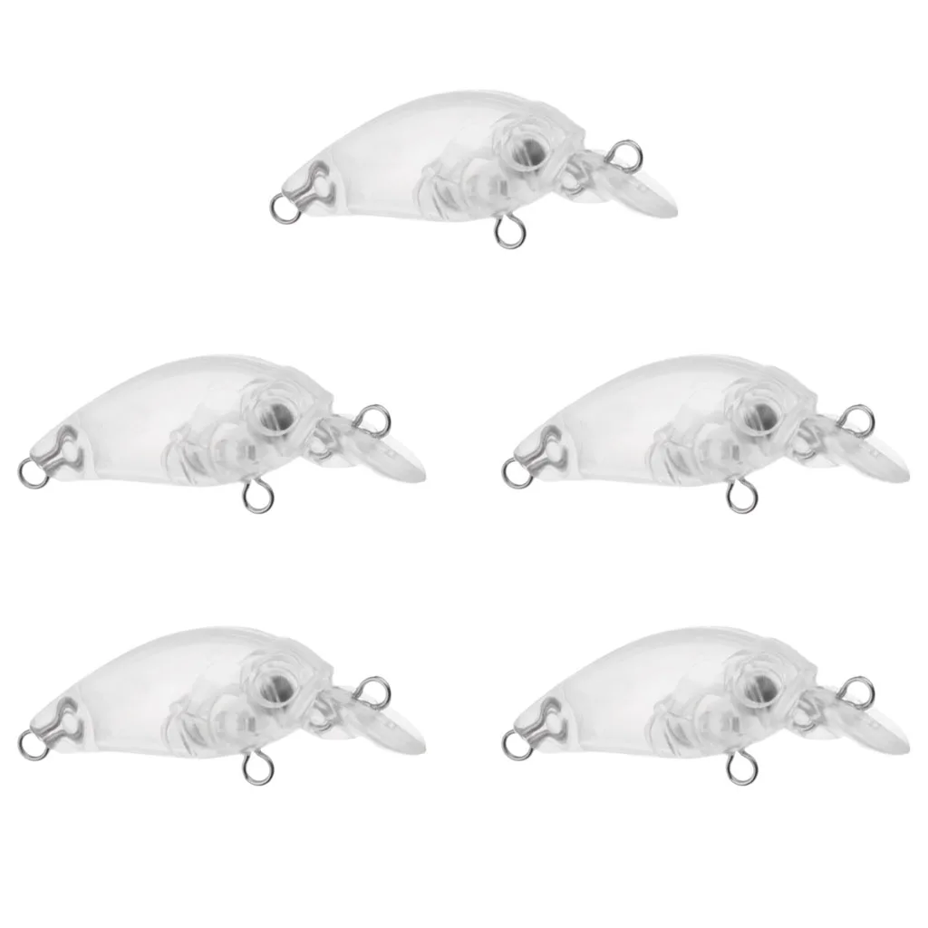

5 Pieces Unpainted Fishing Plug Clear Hard Fishing Lures 4.7cm Diving Blank Lure Body Fishing Lures