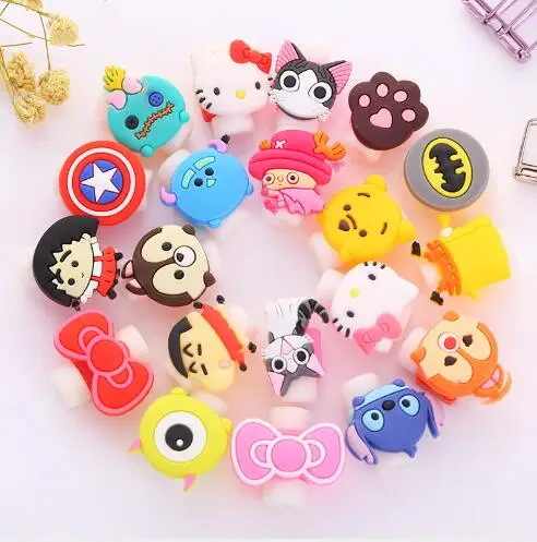 

Lovely 30pcs/lot Cartoon USB Cable Earphone Protector headphone line saver For Samsung HTC charging line data cable protection