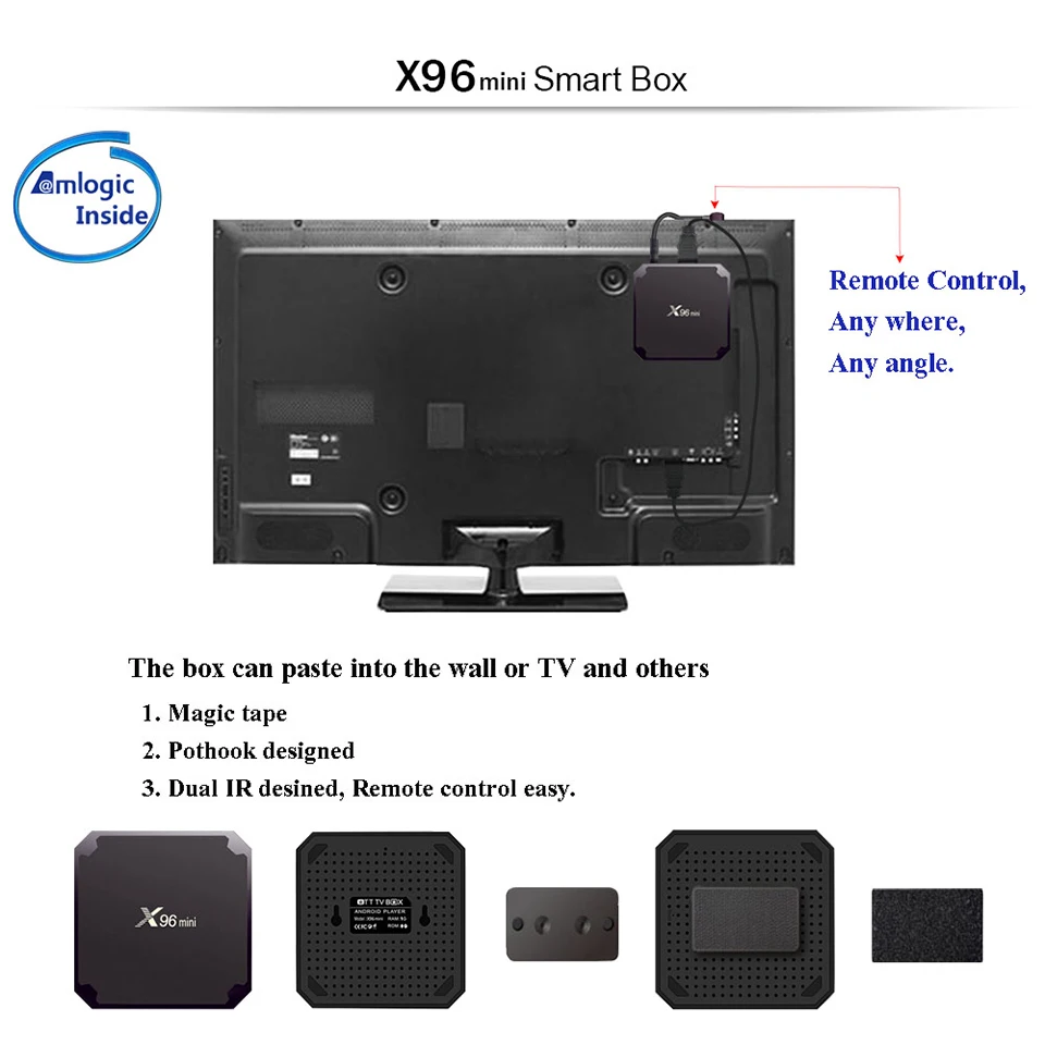 X96 мини-приставка Android 7.1.2 OS Smart tv box 2 Гб 16 Гб четырехъядерный процессор Amlogic S905W 2,4 ГГц 1 ГБ 8 ГБ Беспроводной Wi-Fi медиаприставка
