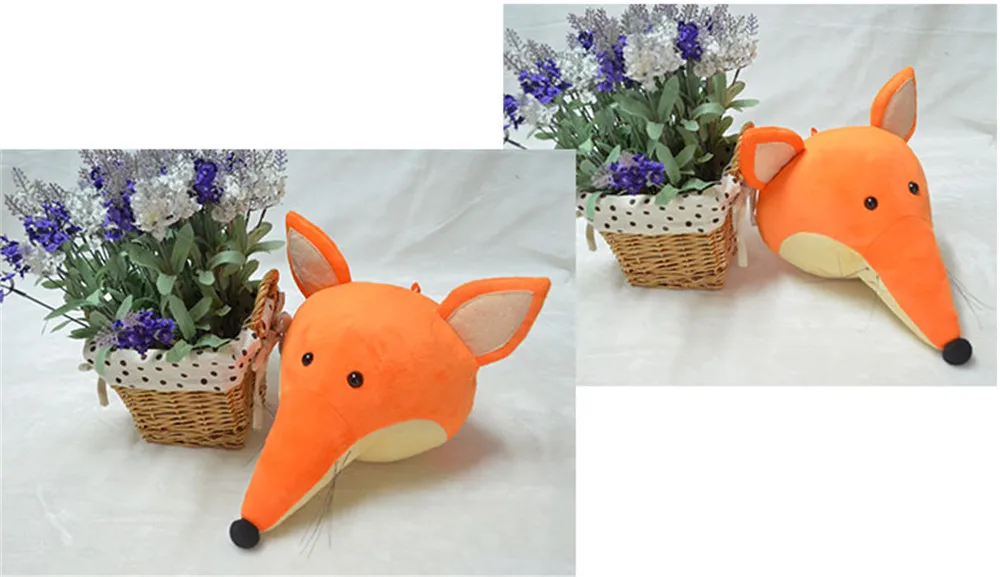 animals elephant fox deer head plush toys home decoration 18