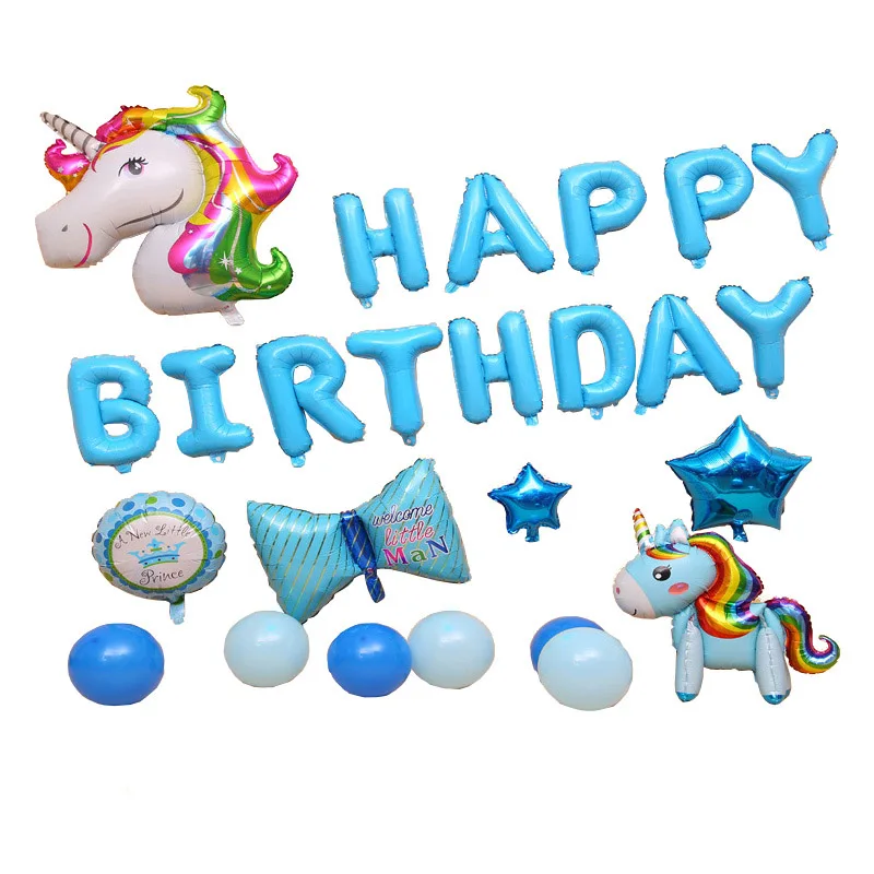 16 дюймов с днем рождения Фольга шары Baby Shower поставки с днем рождения Свадебная вечеринка украшения алфавит воздушные шары 327 - Цвет: Blue 1