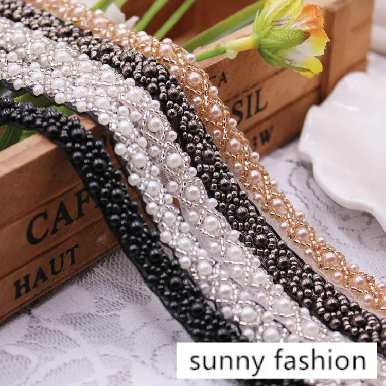 Popular style 1cm handmade nailed bead lace DIY garment collar sleeve