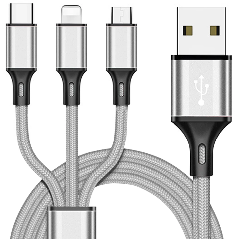

Upgraded 3 in 1 USB Cable for Mobile Phone Micro USB Type C Charger Cable for iPhone Fast Charging Cable Micro USB Charger Cord