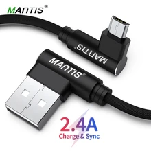 Mantis micro cabo usb de 3m, 2m e 1m, cabo de 90 graus, cotovelo, carregamento rápido, cabo usb samsung huawei xiaomi oneplus redmi,