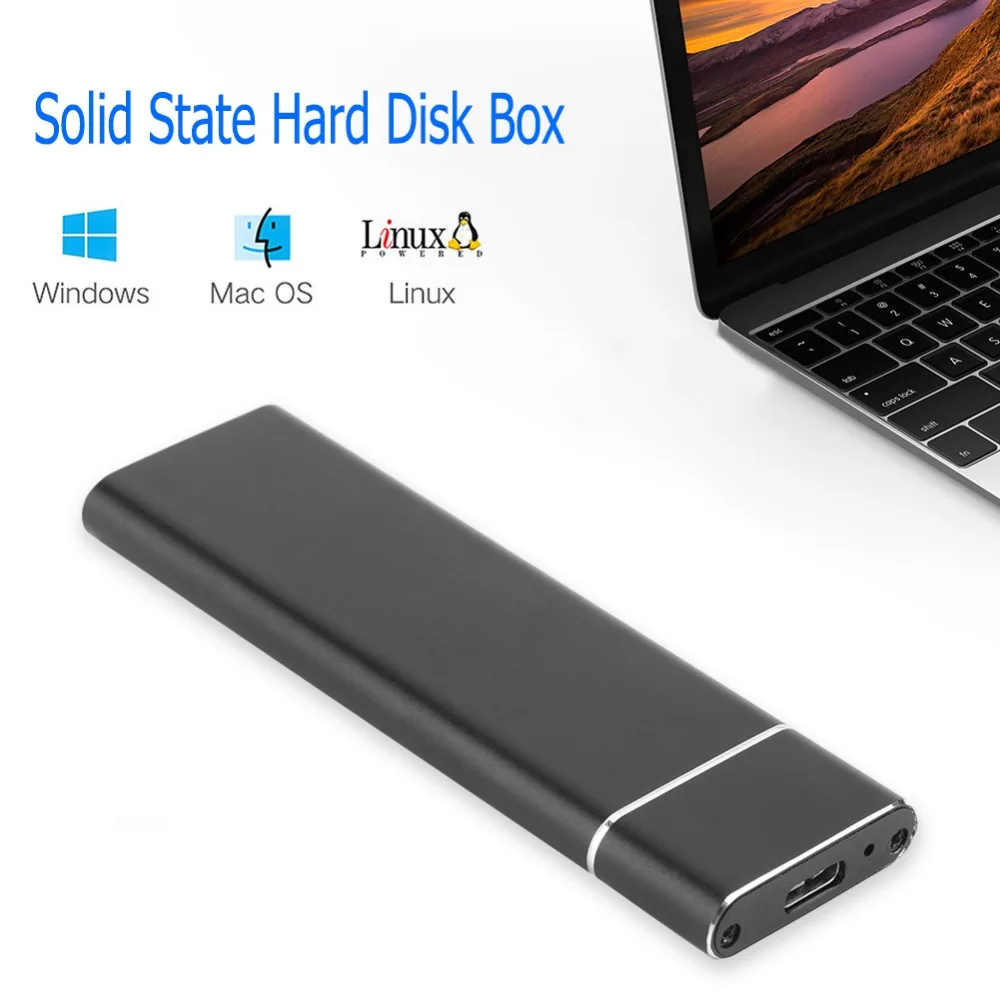 Портативный USB3.1 тип-c к M.2 B Ключ SSD коробка твердотельный диск Жесткий диск чехол поддержка для 2242 2260 2280 M2 NGFF SSD с кабелем