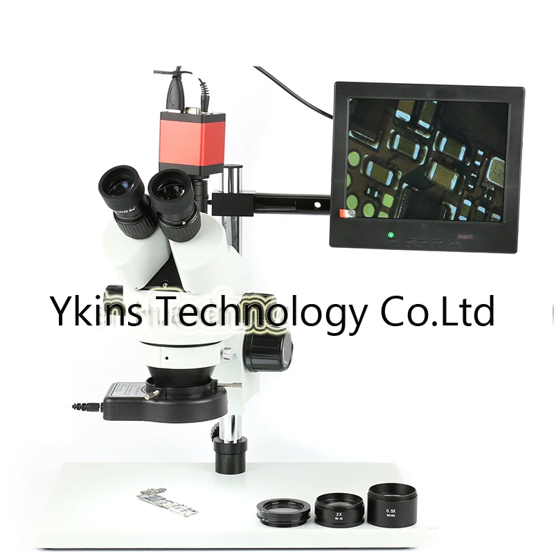 

Simul trinocular microscope 3.5X-90X zoom + 13MP HDMI VGA camera + large bracket +0.5X 2X eyepiece + 56LED light + 8''LCD