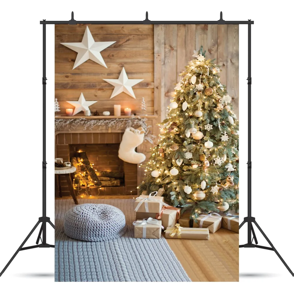 

Christmas Backdrop Fireplace Christmas Tree Photo Background Vinyl Custom Backgrounds for Photo Studio Photosession of Newborn