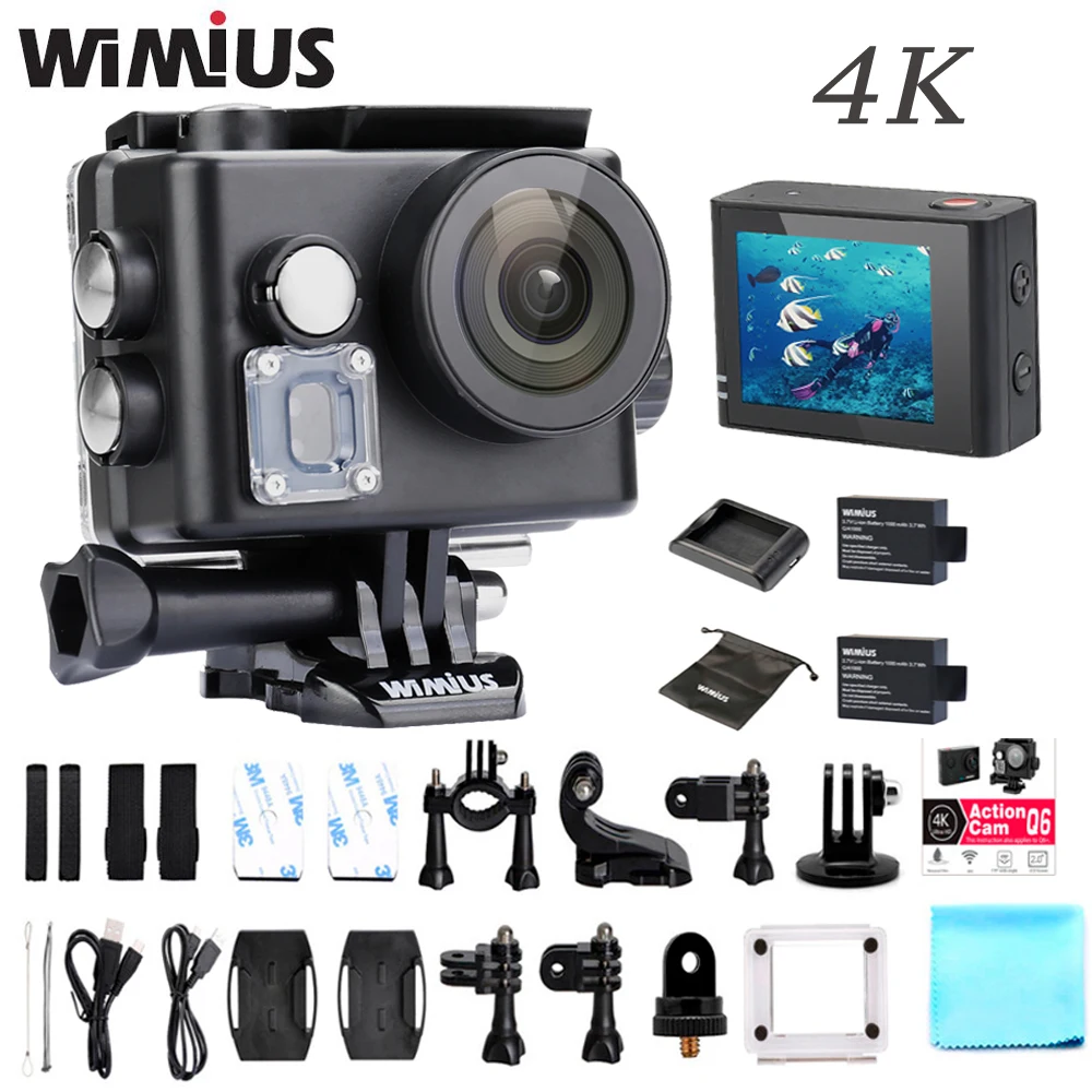 Wimius Q6 4K WIFI Action Camera Mini Video Sports Helmet 170D degree Wide Angle Cam DVR Full HD 1080P 2.0" Go Waterproof 60M Pro