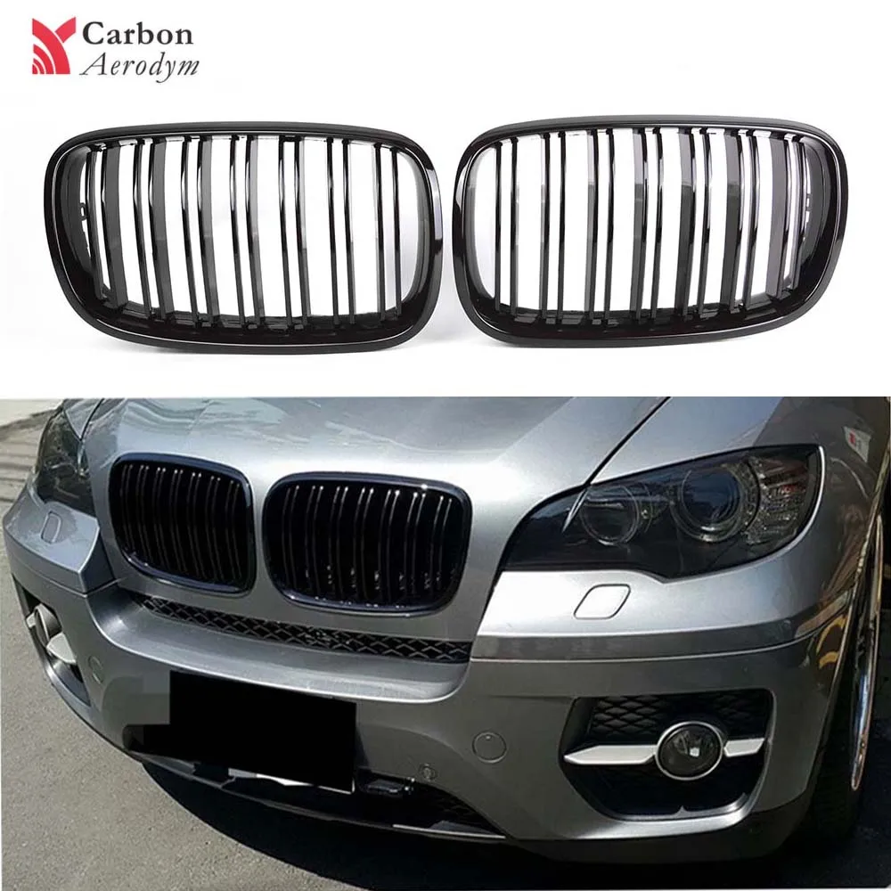 ABS решетка для BMW x5 серии E70 E71 черный глянец 2 рейки ноздри 2007 2014|Гоночные решетки| |