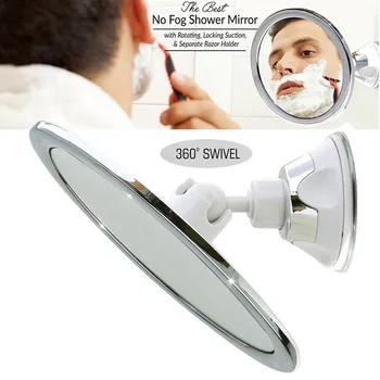 

360 Rotating Bathroom Powerful Sucker Bath Mirrors Fogless Bath Shower Mirrors Anti-Fog Make Up Mirror with Shaver Holder