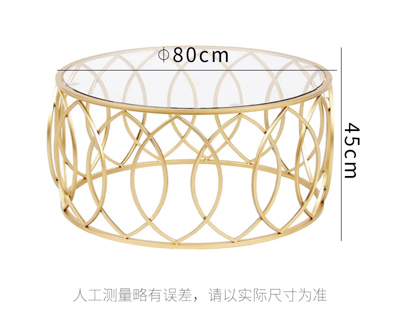 Модные журнальные столики в стиле Луи простые современные маленькие металлические прозрачные столы из закаленного стекла, Креативные Круглые металлические столы