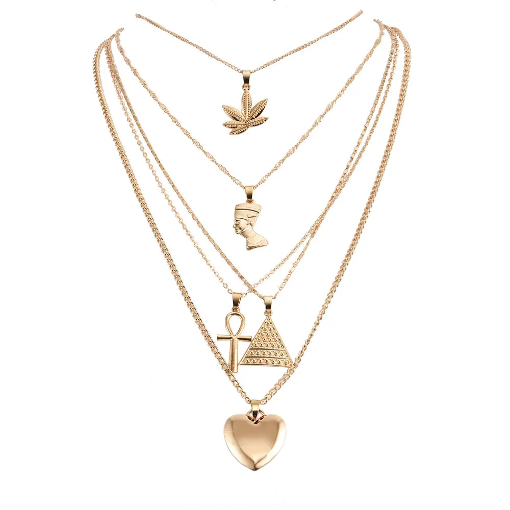 DIEZI Многослойные листья сердце кулон ожерелья для женщин заявка на цвет золота колье-цепь свадебные подарки