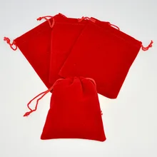 7*9 см 100 шт красные бархатные сумочки для ювелирных изделий кошелек; подарочная сумочка пакет с мешочек с завязками Свадьба/ожерелье diy женщин фланель дисплей