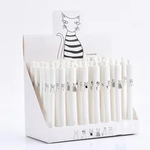 4 шт./лот милый кот Пресс мультипликационная гелевая ручка 0,5 мм шариковая, черные чернила белого цвета zakka школьные ручки кавайные канцелярские принадлежности