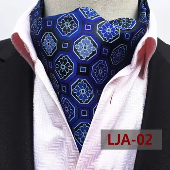 

2018 New Royal Blue Fashion Men Necktie Polka Dot 100% Silk Ascot Cravat, Casual Jacquard Ties Woven Party Black Wedding Lot