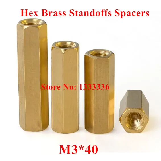 

100pcs/lot M3*40 Hexagonal Brass standoffs spacer Hex Long nut M3 Female Thread Spacing Screws PCB Board Pillar