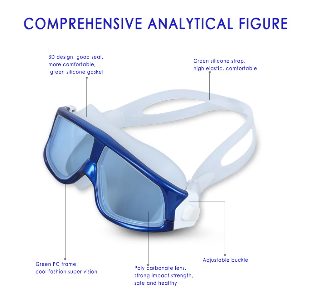 Whale Unisex Anti-fog UV Shield Protect Water Resistant Eyewear Goggles Swimming Glasses