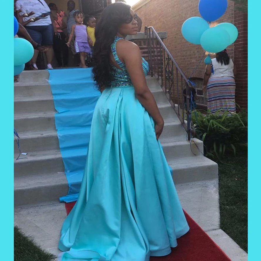Turquoise Prom Dresses Jewls On Top